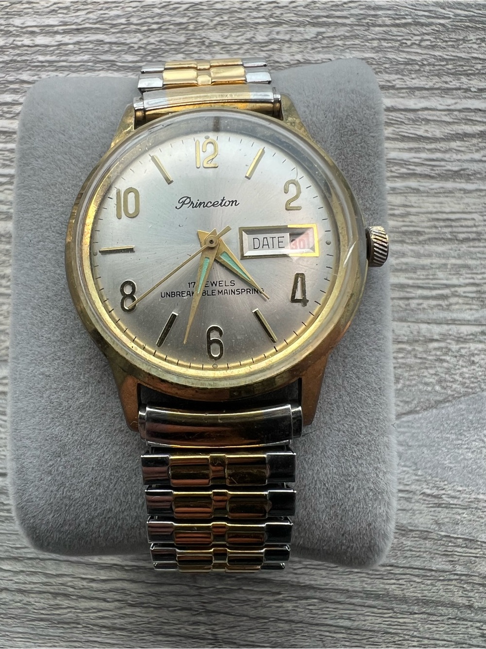 Princeton Men's Two-Tone Silver and Gold Date 17jewel mechanical watch